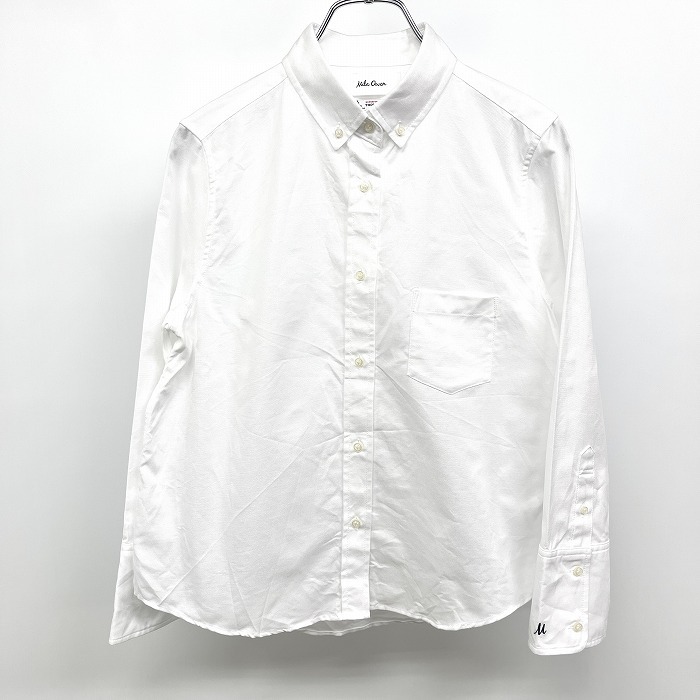 ミラオーウェン×トーマスメイソン Mila Owen × THOMAS MASON シャツ 7分袖 ボタンダウン 平織り 綿100% M (1) ホワイト 白 レディース