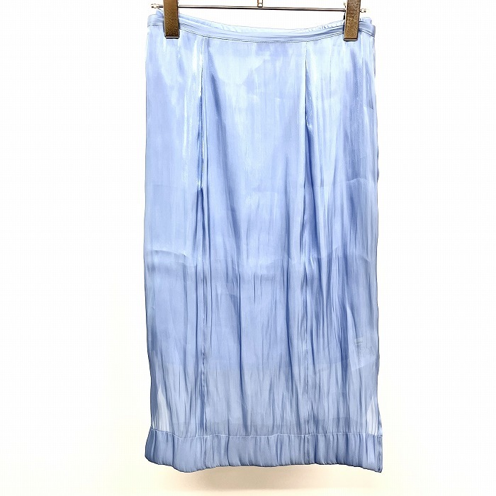 スナイデル SNIDEL シアースカート ひざ下丈 薄手 光沢感 ペチコート付き 無地 裾の両サイドにスリット ポリ100% M (1) 青系 レディース