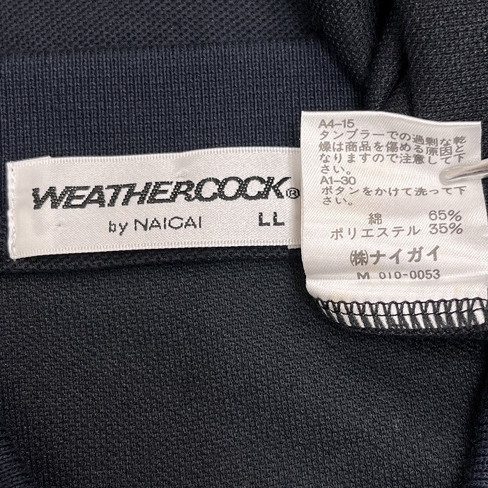 ウェザーコック WEATHERCOCK ゴルフ ポロシャツ 長袖 鹿の子 鶏の刺繍 胸ポケット 綿×ポリエステル LL XL ダークネイビー 濃紺 メンズ_画像3