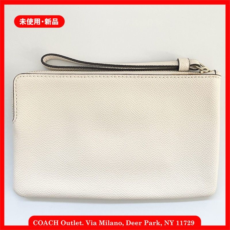 【未使用・新品】ＣＯＡＣＨ ラージ コーナー ジップ リストレット ペブルド レザー 6648 IMCHK ポーチ