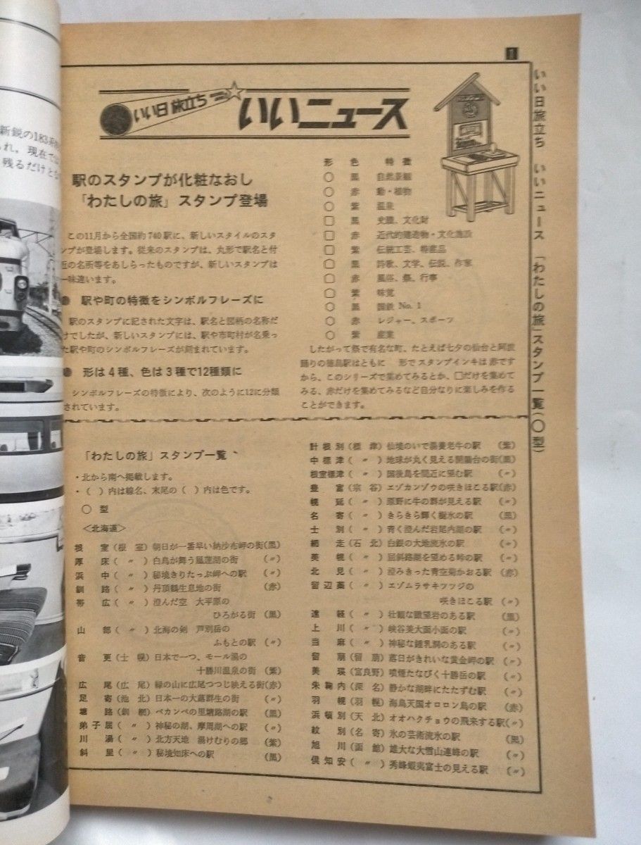 時刻表 1980年11月号　秋の臨時列車ご案内　会社線ダイヤ大改正　わたしの旅スタンプ一覧