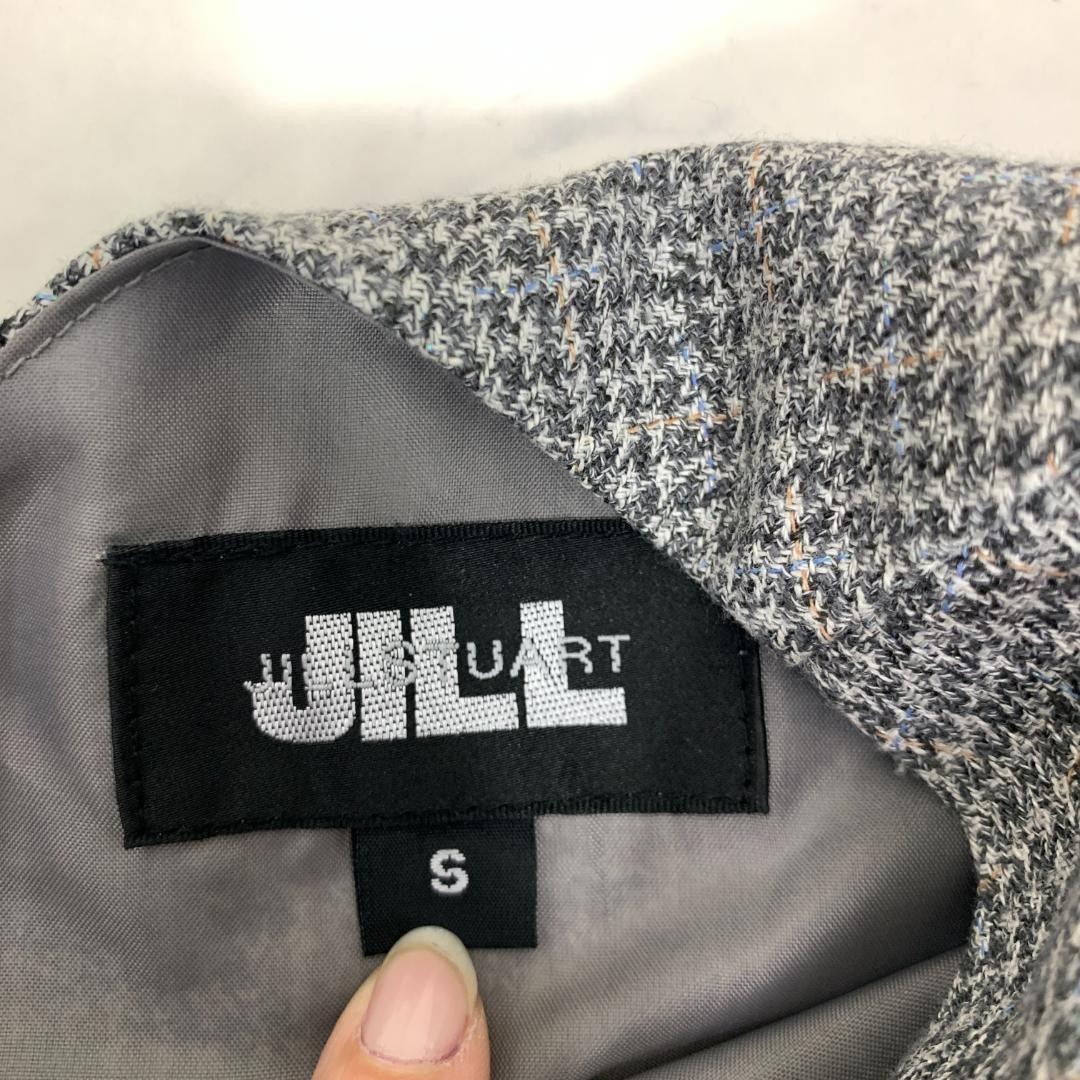 LA6183 ジルスチュアート フリルワンピース グレー 5分丈 裏地あり JILL STUART バックリボン プリーツ ギャザー S_画像8