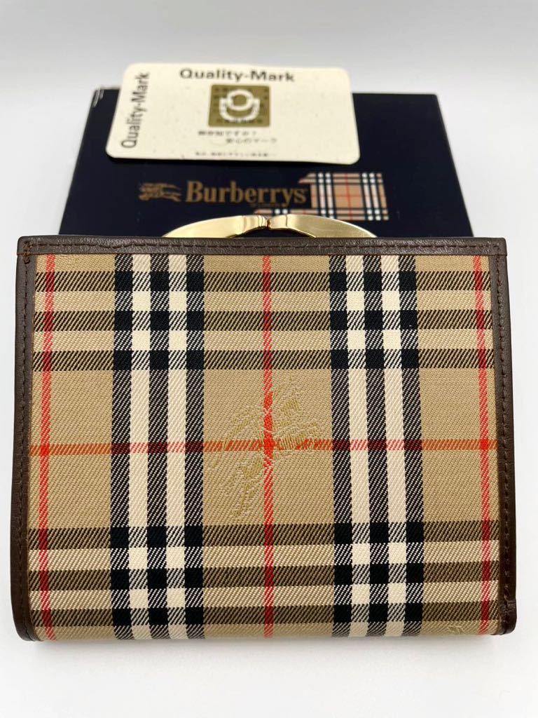 極美品　バーバリー　二つ折り財布　ダークブラウン × チェック　小銭入れ付き　メンズ　レディース　コインケース　カードケース