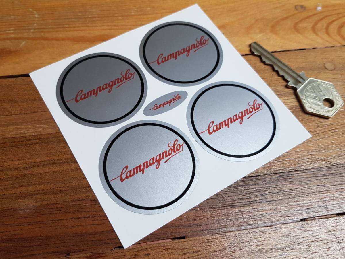 ◆送料無料◆ 海外 カンパニョーロ Campagnolo Silver & Red Wheel ホイール 50mm 4枚セット ステッカー_画像1