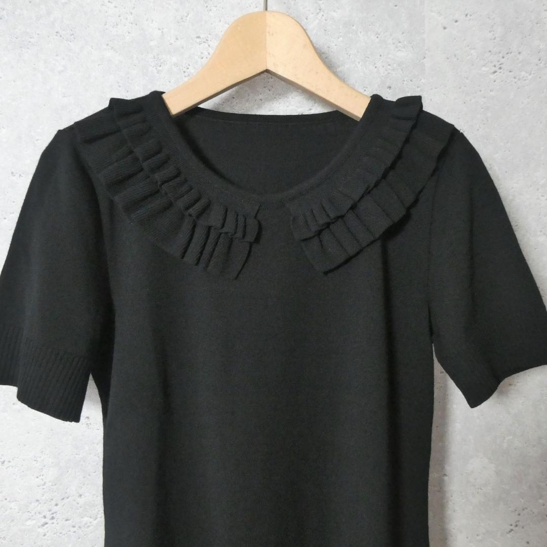 美品 FOXEY フォクシー フリル クルーネック 半袖 ニット カットソー T