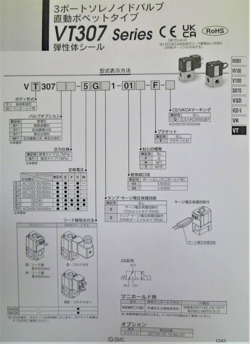 SMC ソレノイドバルブ VT307-5G1-01-F (24V)　未使用品_画像4