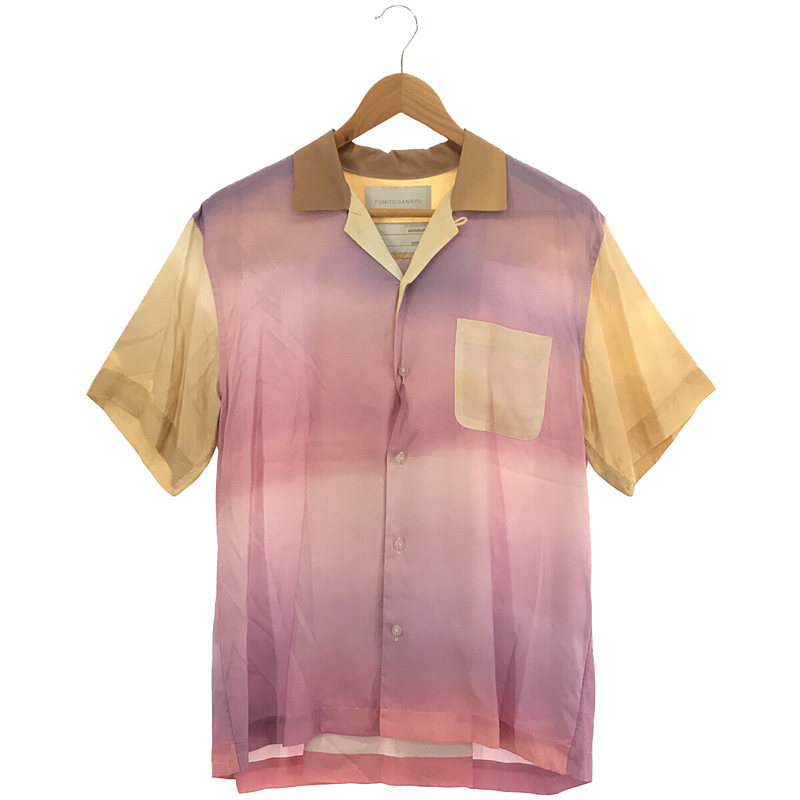 【新品】 FUMITO GANRYU / フミトガンリュウ | 2020SS | Watteau pleats Hawaiian shirt landscape オープンカラーシャツ | 2 | PINK SKY_画像1