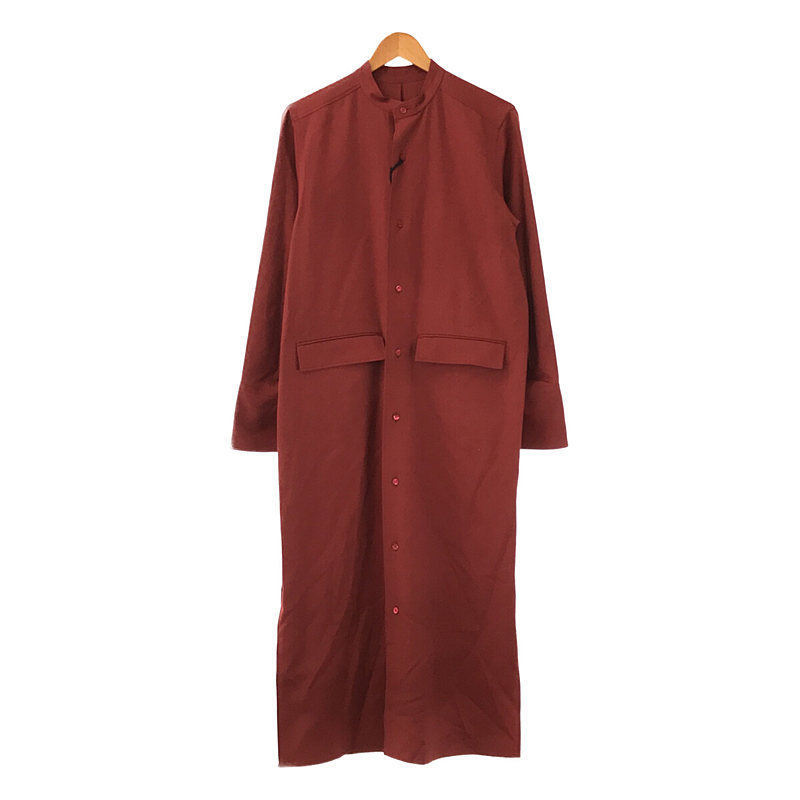 【新品】 POSTELEGANT / ポステレガント | 2022AW | Wool Shirt Dress ウールシャツドレス ワンピース | Greyish Red