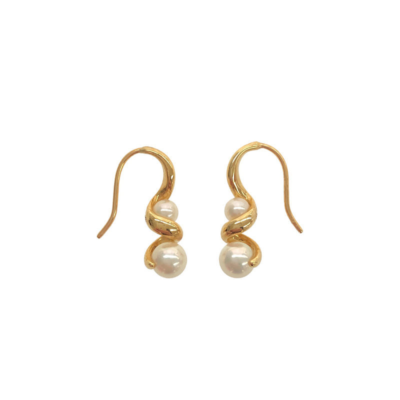 [ new goods ] Bon Magique /bon Magic | White Butterfly ba lock pearl earrings | - | Gold 