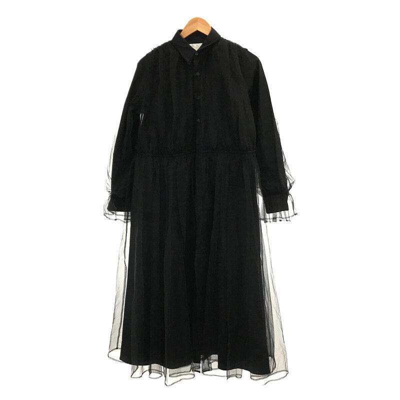 【美品】 noir kei ninomiya / ノワール ケイニノミヤ | AD2019 2020SS | チュールブロードシャツワンピース | S | ブラック_画像2