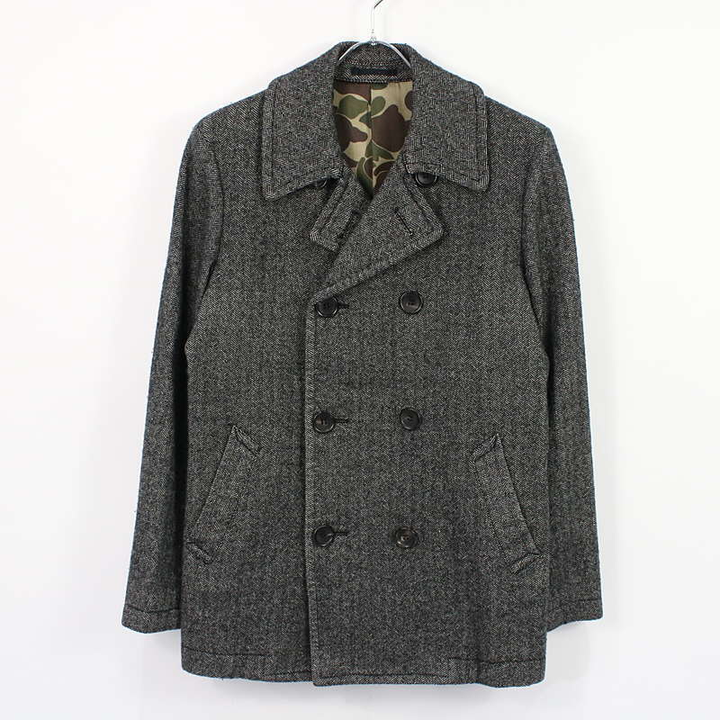 【国内発送】 / HOMME GARCONS des COMME コムデギャルソンオム グレー | S | ヘリンボーンピーコート 裏カモフラ | 2013AW | Sサイズ 【国内発送】 / HOMME GARCONS des COMME コムデギャルソンオム グレー | S | ヘリンボーンピーコート 裏カモフラ | 2013AW | Sサイズ