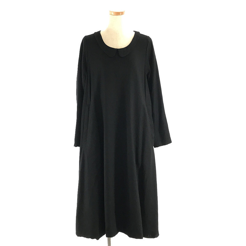 CASEY VIDALENC / ケーシーヴィダレンク | ウール 丸襟 ロング ドレス ワンピース | XS | ブラック