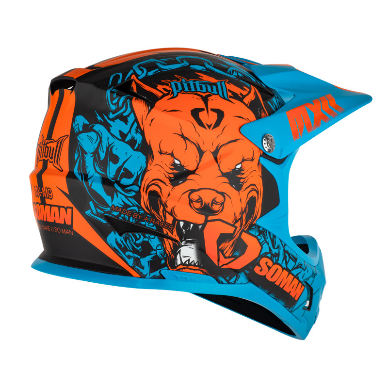 ゴーグル付き～！8色 新品 SOMAN オフロードヘルメット バイクヘルメット ダートバイク クロスカントリー ヘルメット 艶なし青オレンジ-XXL_画像4