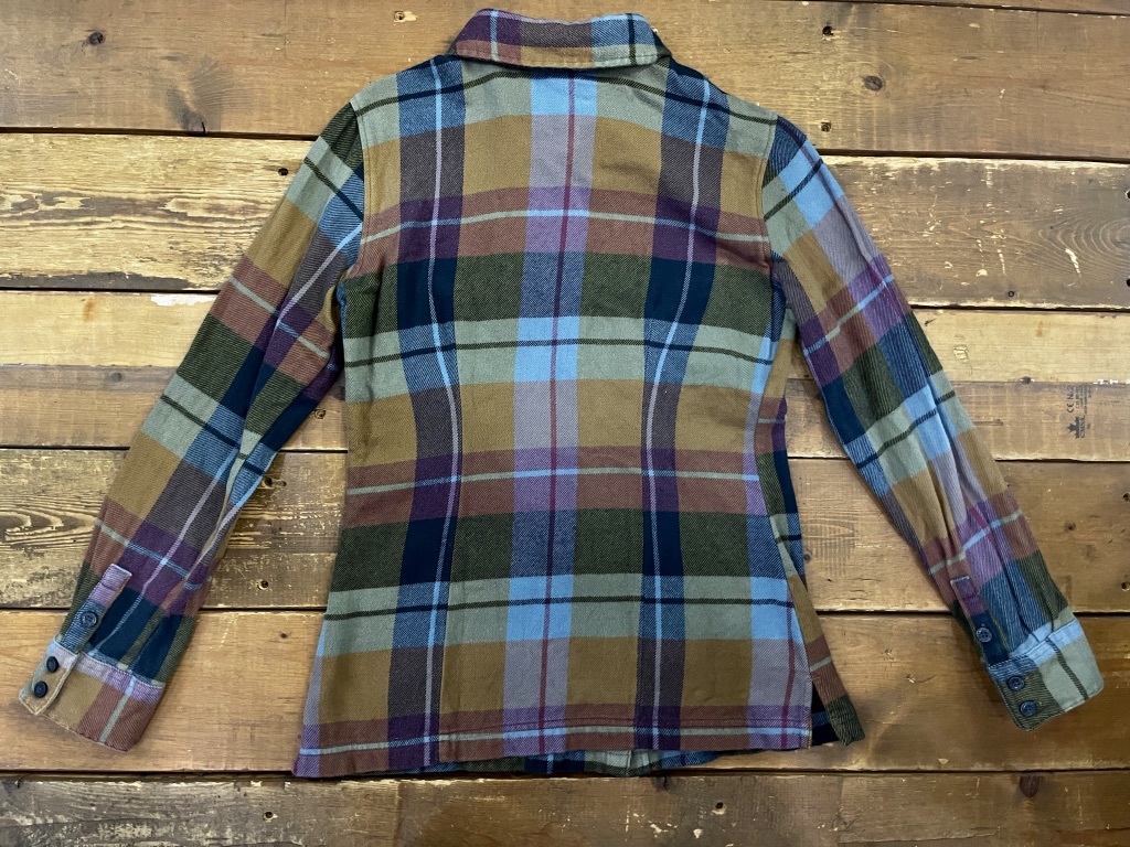 patagonia パタゴニア コットンチェックシャツ ネルシャツ レディース size0 マルチカラー ボタン ウエストシェイプ USED_画像3