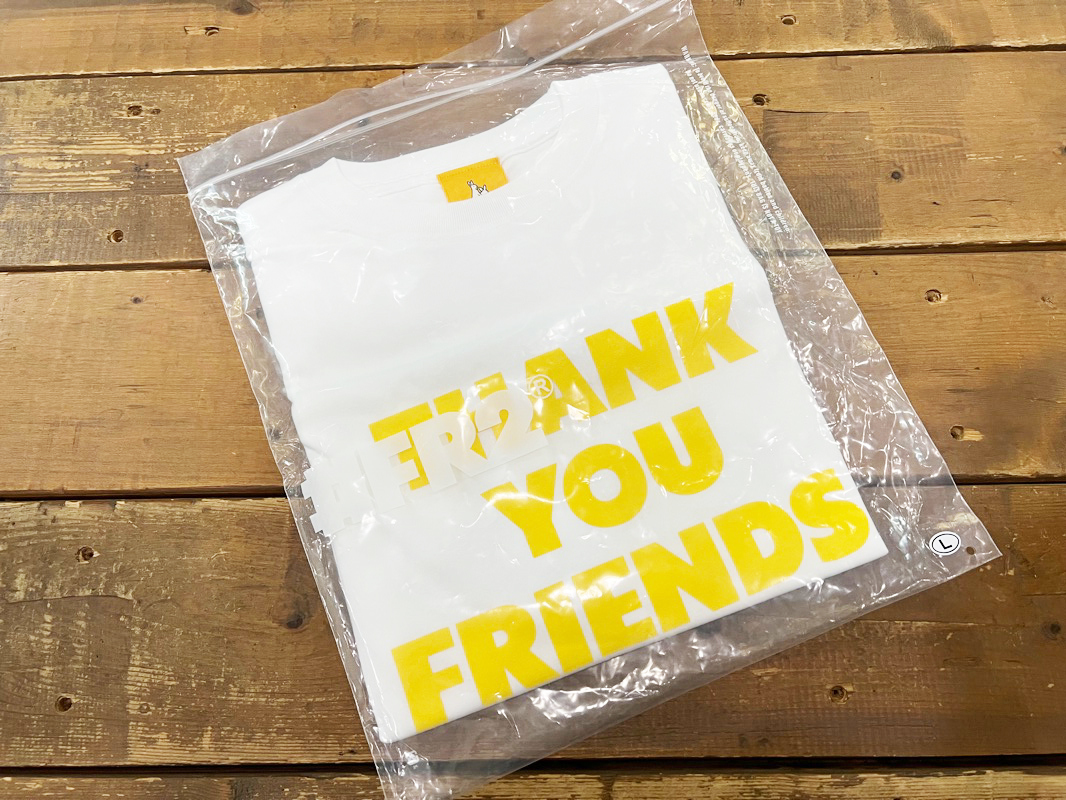 K56★新品 #FR2/エフアール2 THANK YOU FRIENDS! ロゴプリントTシャツ 半袖 ホワイト×イエロー メンズ Lサイズ ストリート ★ _画像4