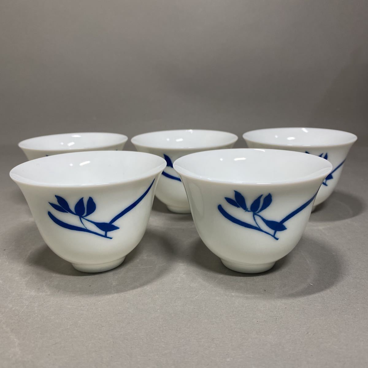 中国古美術 中国湖南省醴陵 白磁蘭花茶碗 煎茶道具 茶器 古玩 5客