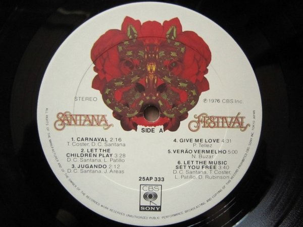 ★サンタナ SANTNA/フェスティバル FESTIVAL 国内初回盤 25AP 333 ワンオーナー品 極美盤★の画像7