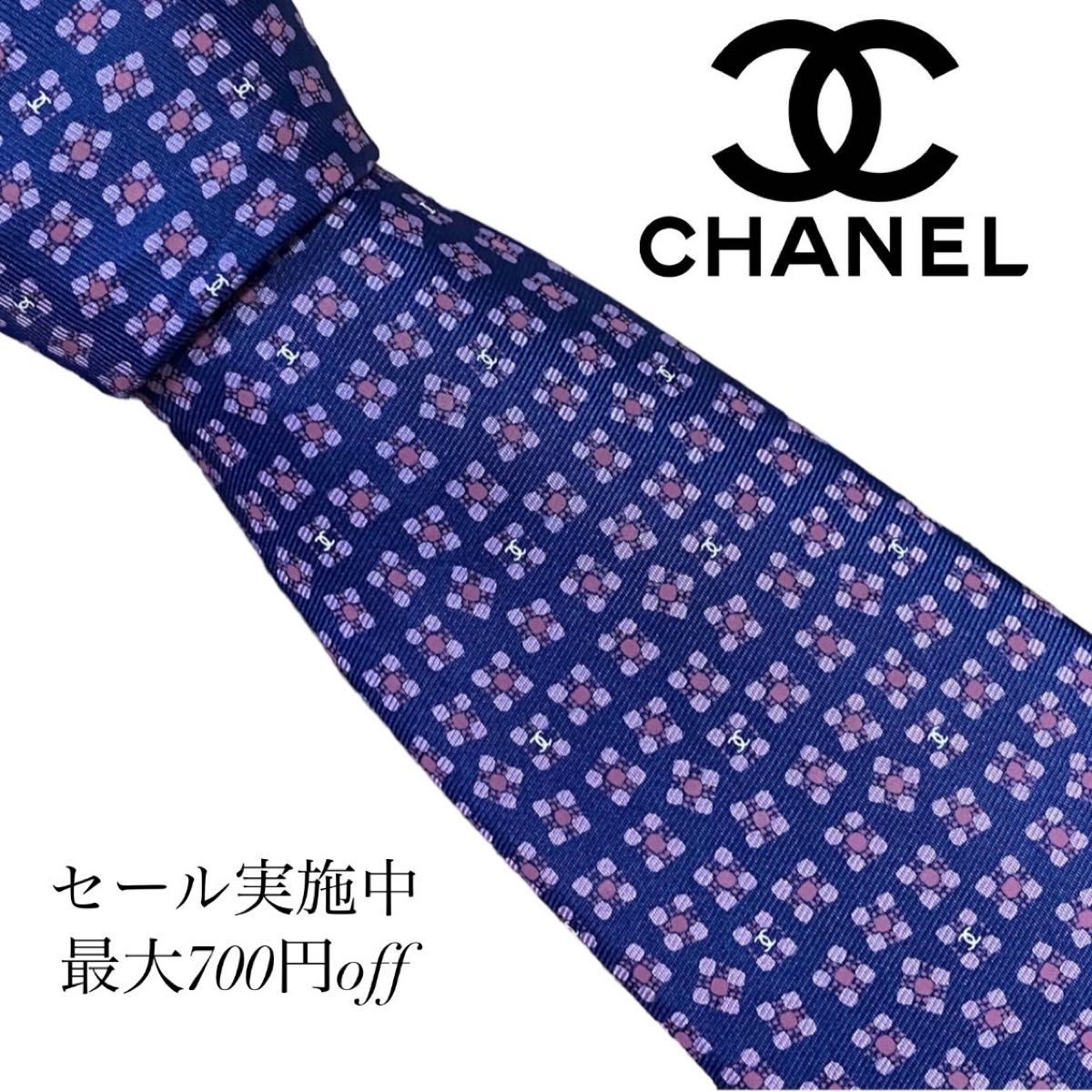 美品】 CHANEL シャネル ネクタイ 総柄 ブランドロゴ イタリア製