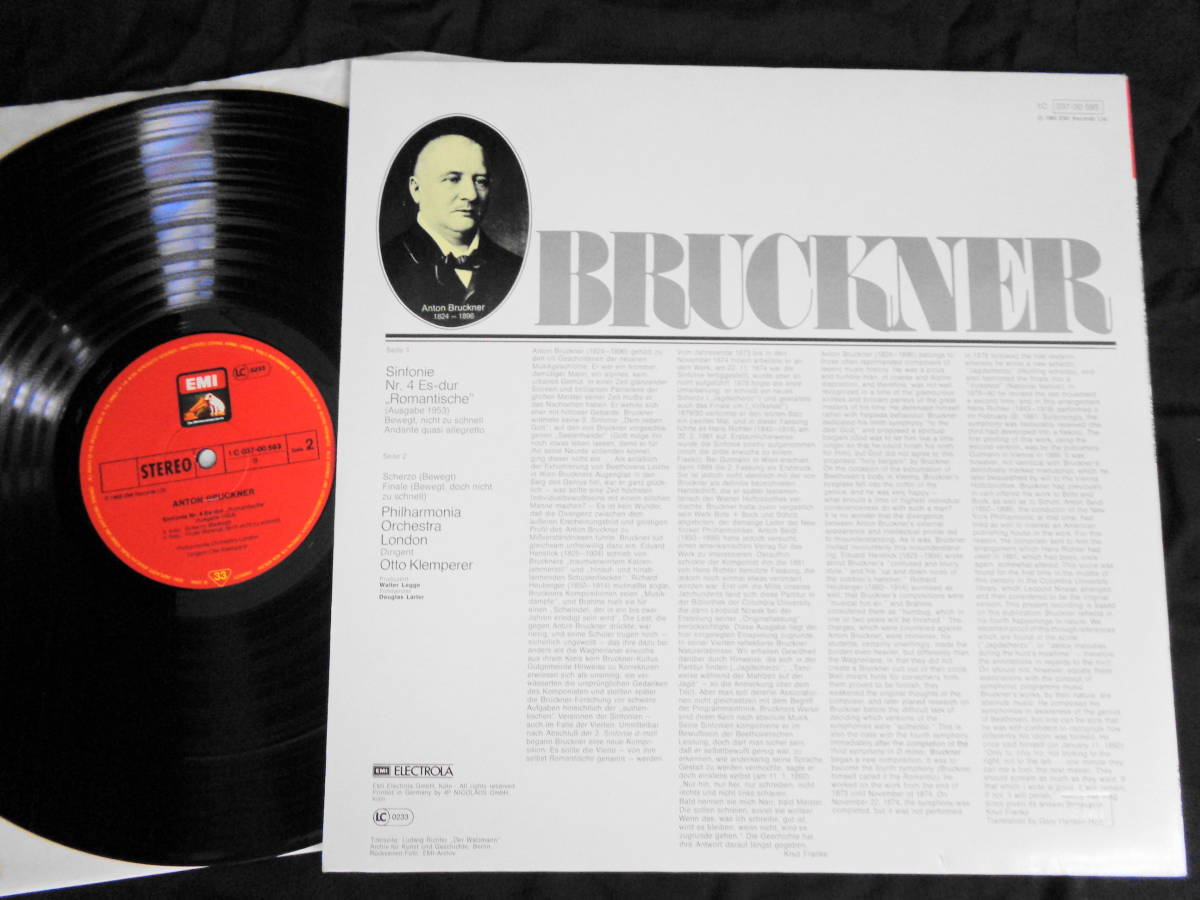 L#3641◆LP◆ クレンペラー ブルックナー ロマンティック 独盤 Bruckner Philharmonia Orchestra London Romantische 1C 037-00 593_画像2