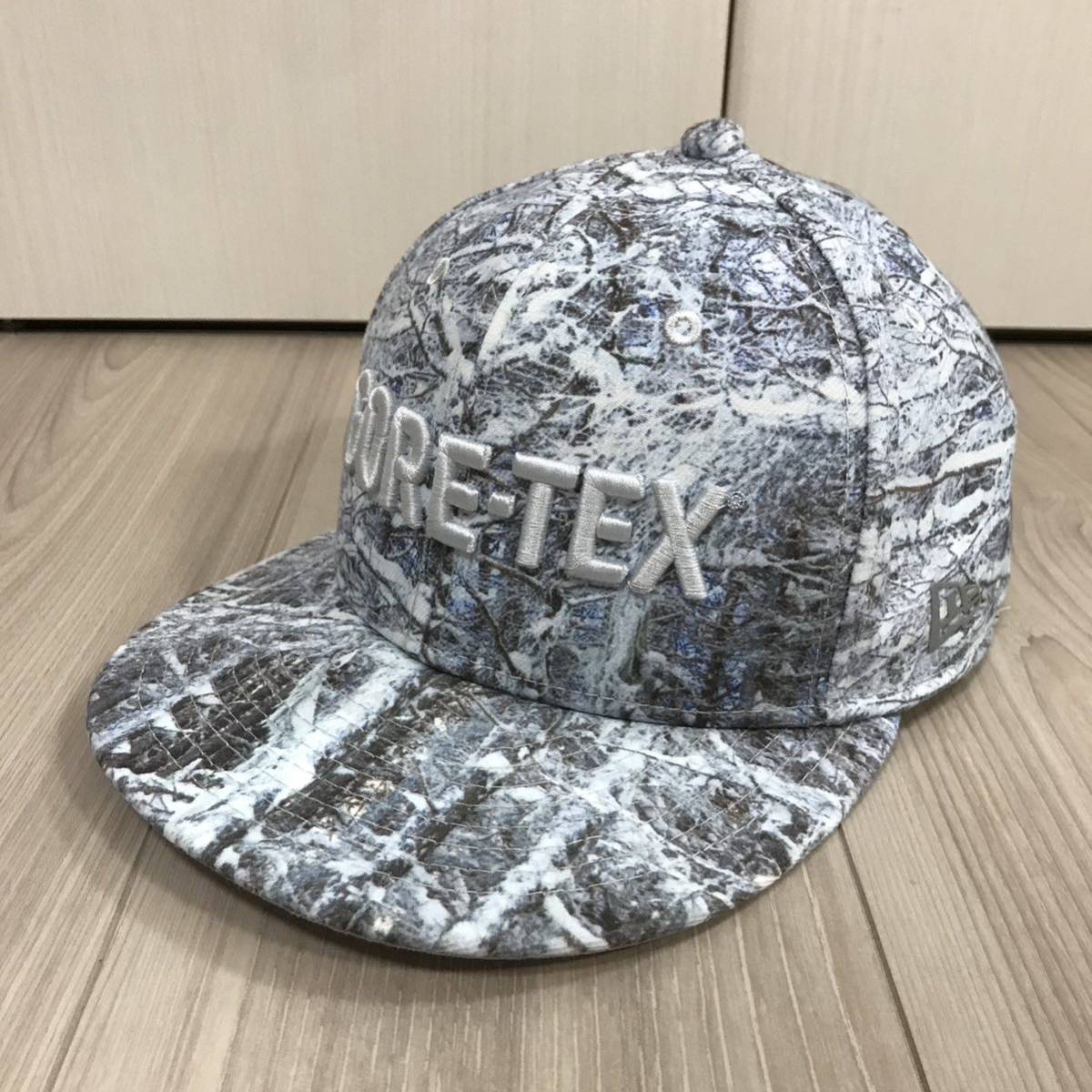 NEW ERA gore-tex Cap 59FIFTY hat 7 1/2ニューエラ ゴアテックス マルチカラー 総柄 ツリー カモフラ ホワイト シルバー キャップ 帽子