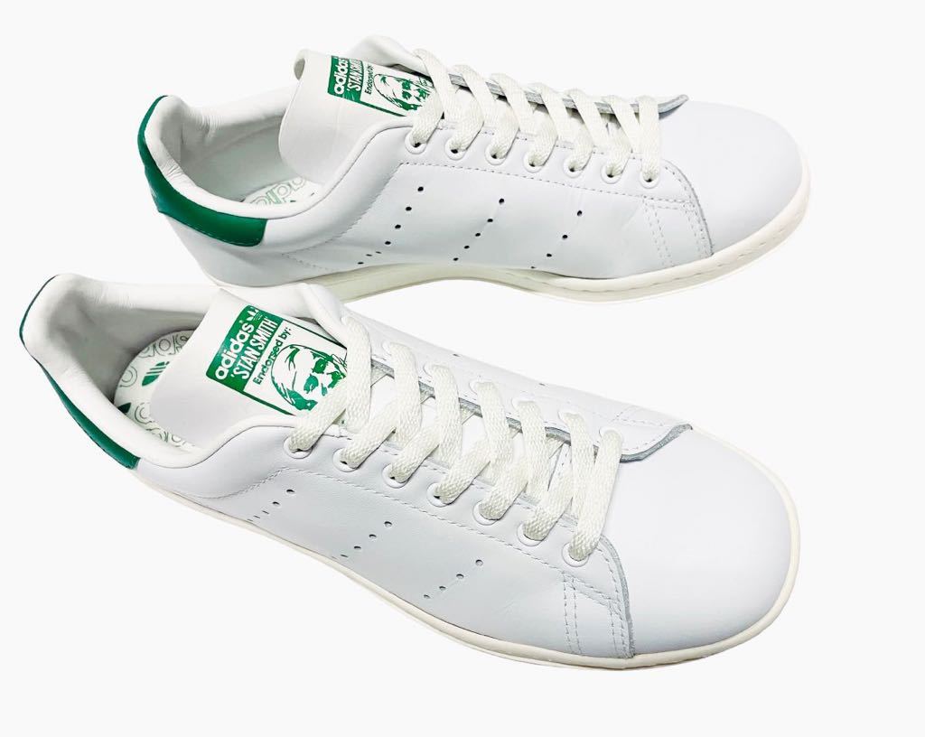 美品!! 希少!! 08年 初期復刻adidas STAN SMITH 80s 912305 スタンスミス レザー 白 × 緑 us 8 / 26 ㎝ レアモデル_画像1