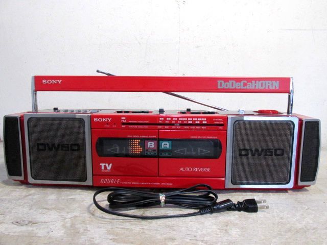 ジャンク SONY ダブルカセット 赤色 CFS-DW60 コード付 ~アナログ
