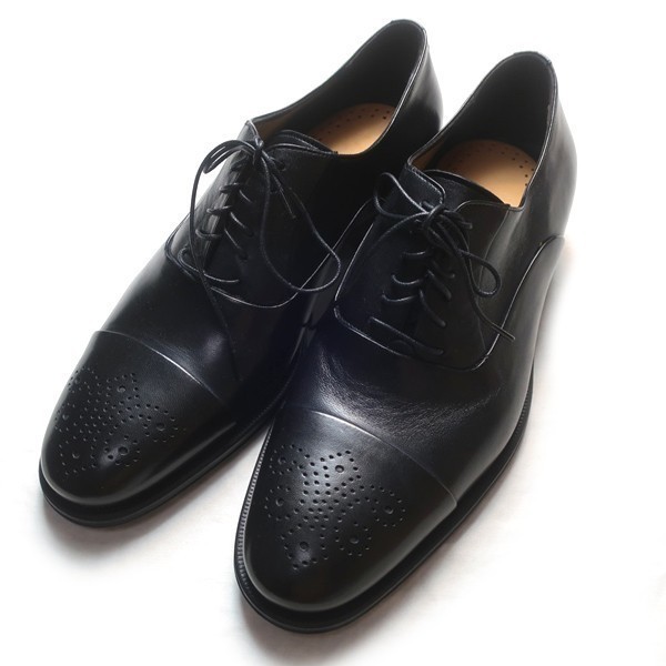未使用! イタリア製 BRUNO MAGLI ブルーノマリ ビジネス ウイングチップ レザーシューズ 革靴 ブラック 黒 6表記 メンズ デッドストック_画像1