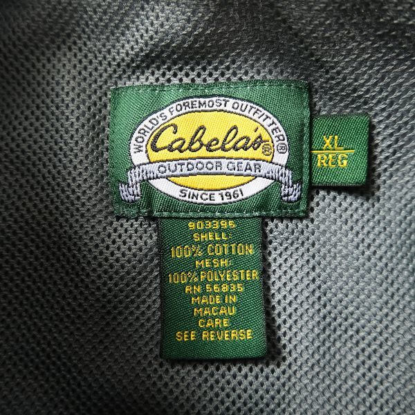 90's 00's カベラス Cabela's マルチポケット ボタンダウン コットン フィッシングシャツ (XL) 紺灰系 00年代 旧タグ オールド 多ポケット_画像9