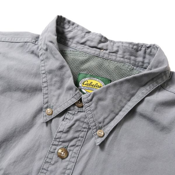 90's 00's カベラス Cabela's マルチポケット ボタンダウン コットン フィッシングシャツ (XL) 紺灰系 00年代 旧タグ オールド 多ポケット_画像6