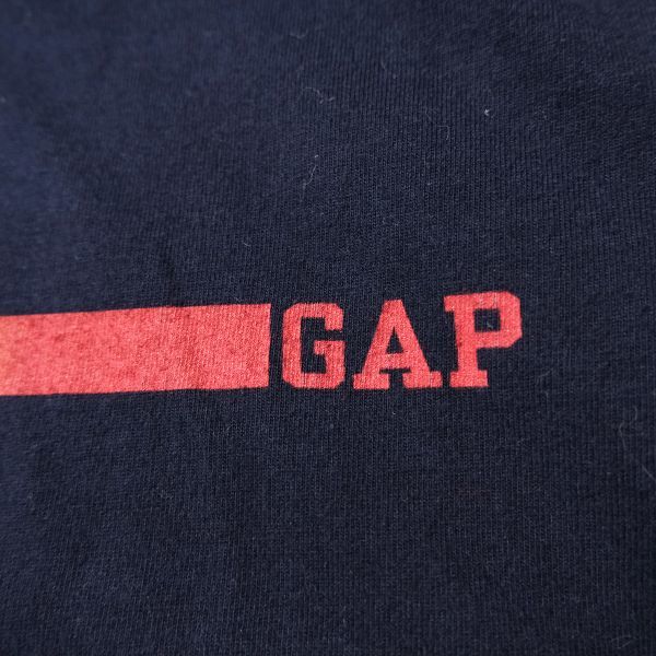 00\'s USA производства Gap GAP грудь окантовка хлопок футболка короткий рукав (XL) темно-синий вырез лодочкой 00 годы America производства Old старый бирка 2000 год модели 
