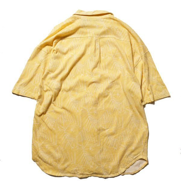 90's ギャップ GAP オープンカラー コットン シャツ 半袖 (XL) 黄色 総柄 天竺 ハワイアンシャツ 90年代 旧タグ オールド デカタグ Y2K_画像2