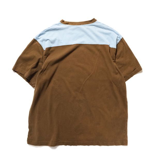 00's ギャップ GAP 2トーン 切り替え クルーネック コットン Tシャツ 半袖 (XL) 茶色×水色 無地 00年代 オールド 旧タグ Y2K_画像2