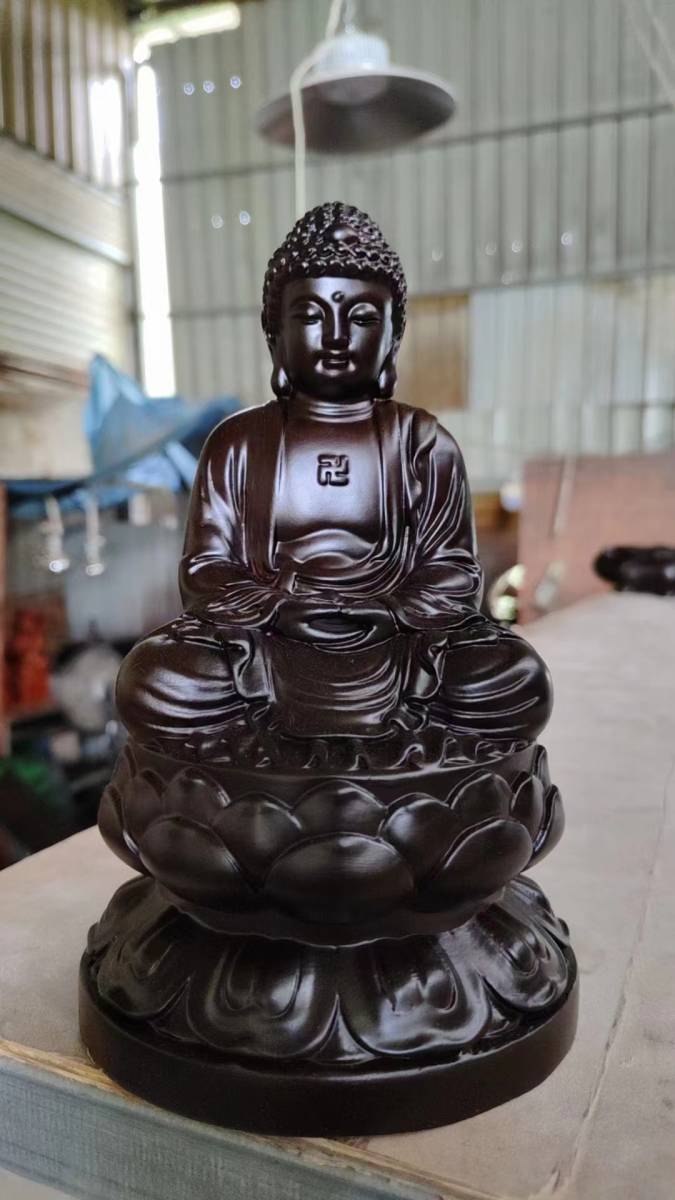 仏教美術 仏像 黒檀木彫り大日置物釈迦牟尼仏像阿弥陀仏