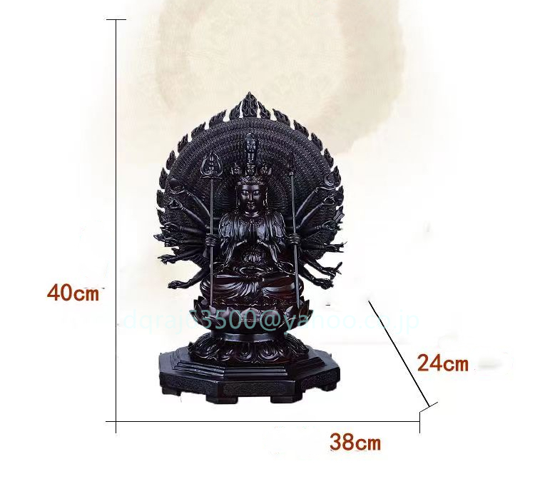 仏教美術 仏像 木彫仏像 精密細工 黒檀木千手観音菩薩 高さ40cm_画像7