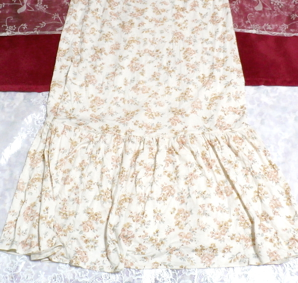 白フローラルホワイト橙花柄ネグリジェキャミソールワンピース White flower negligee camisole maxi skirt dress