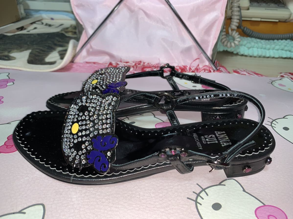 ANNA SUI × Hello Kitty コラボアイテム サンダル 黒 Mサイズ ANNA SUI × Hello Kitty コラボアイテム サンダル 黒 Mサイズ
