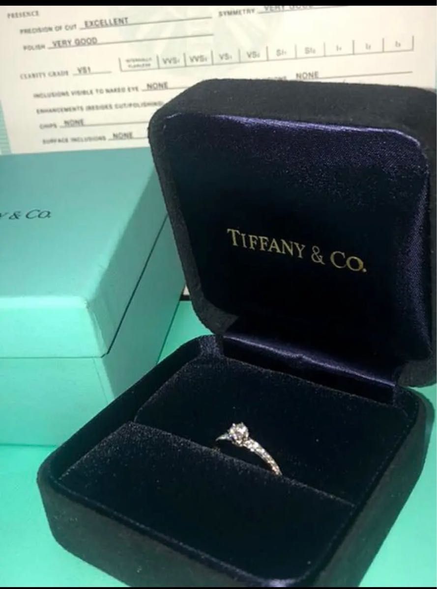 ティファニー ブリリアントカットダイヤモンドリング 0.3ct pt