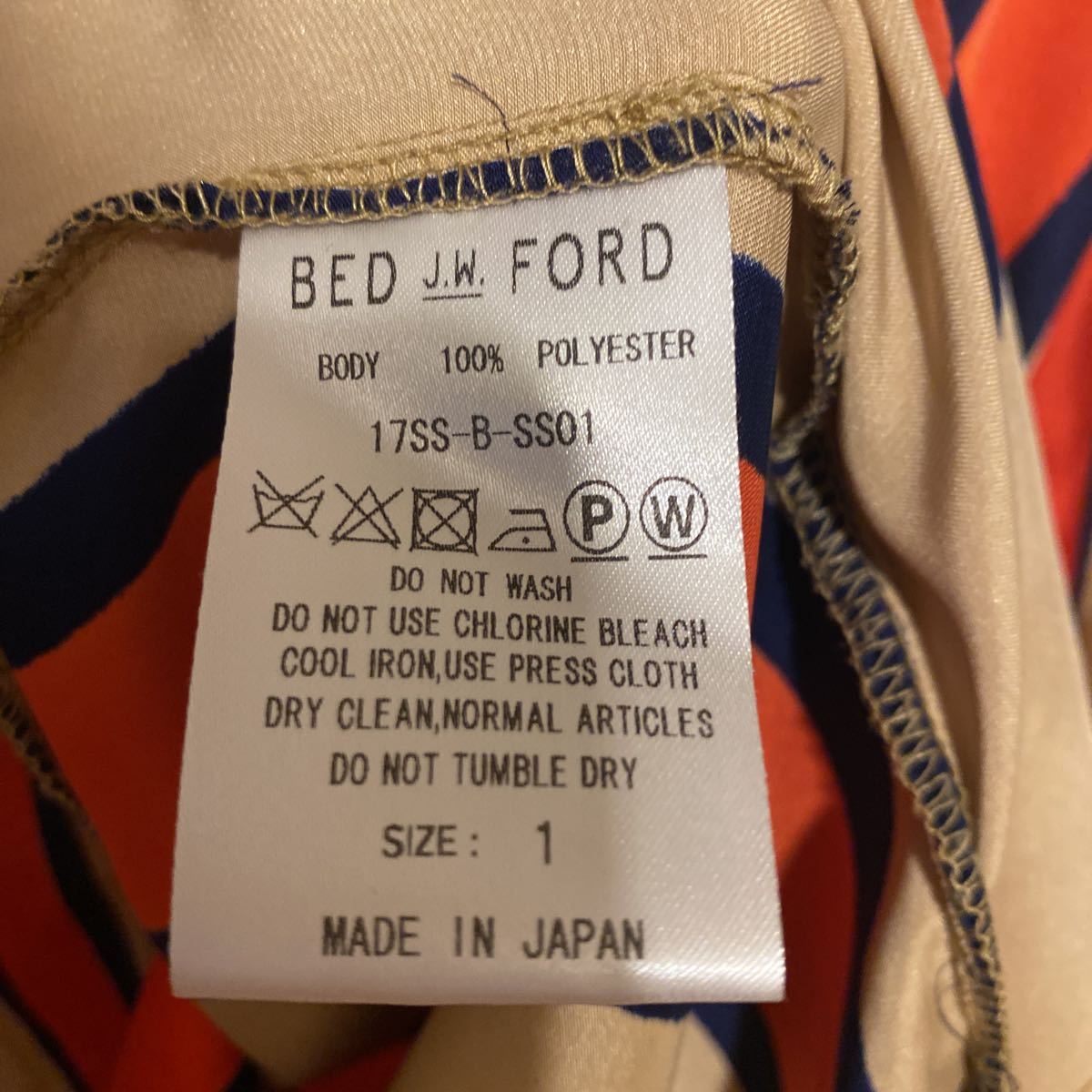 ★ bed j.w. ford ベッドフォード　Tシャツ　ストライプ　変形　カットソー　ベージュ/レッド　サイズ1_画像4