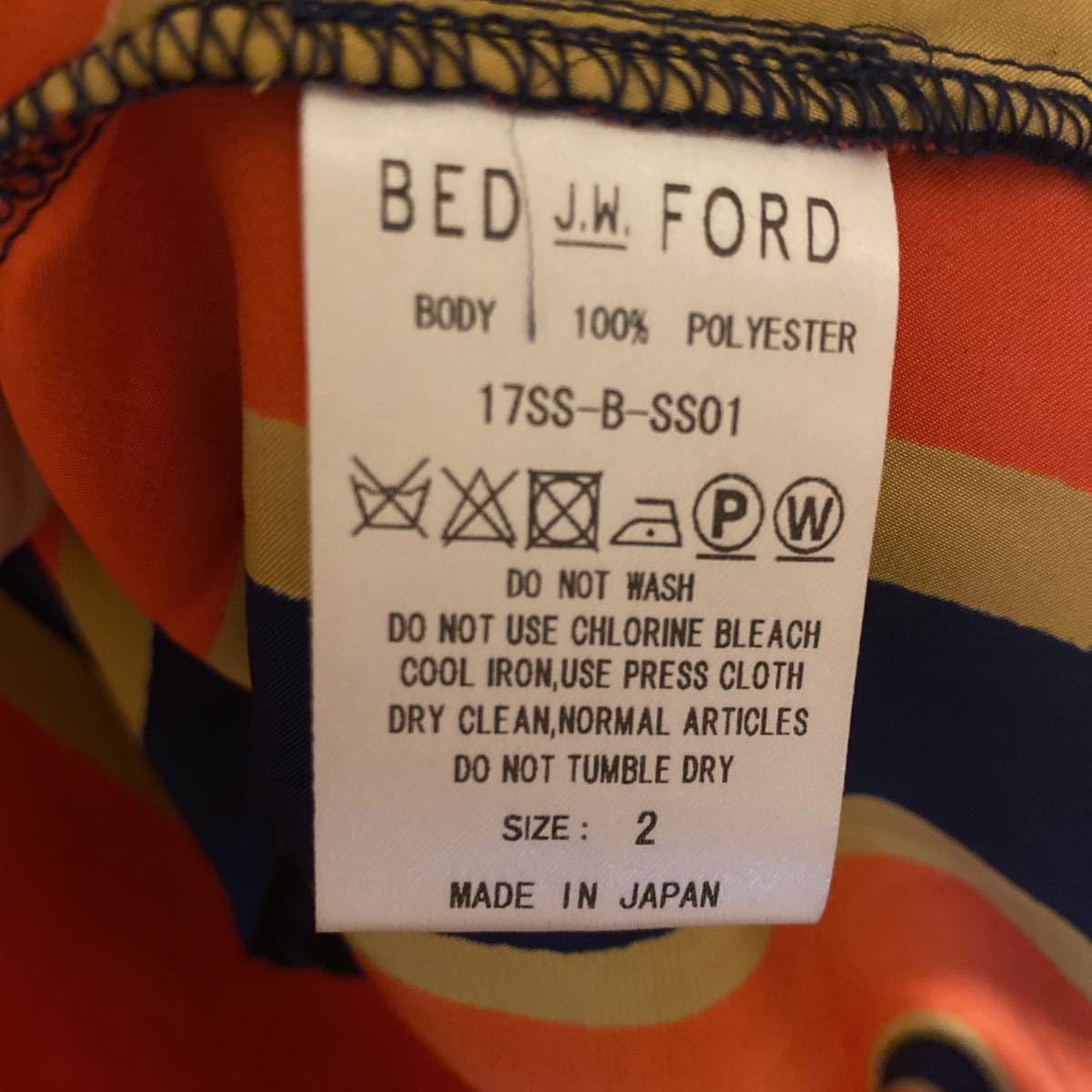 ★ bed j.w. ford ベッドフォード　Tシャツ　ストライプ　変形　カットソー　オレンジ/ネイビー　サイズ2_画像4