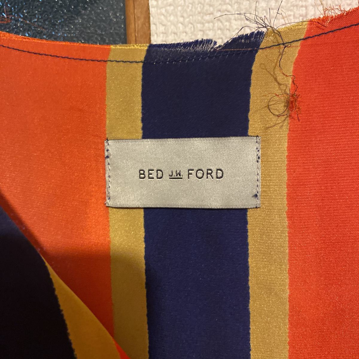 ★ bed j.w. ford ベッドフォード　Tシャツ　ストライプ　変形　カットソー　オレンジ/ネイビー　サイズ2_画像3