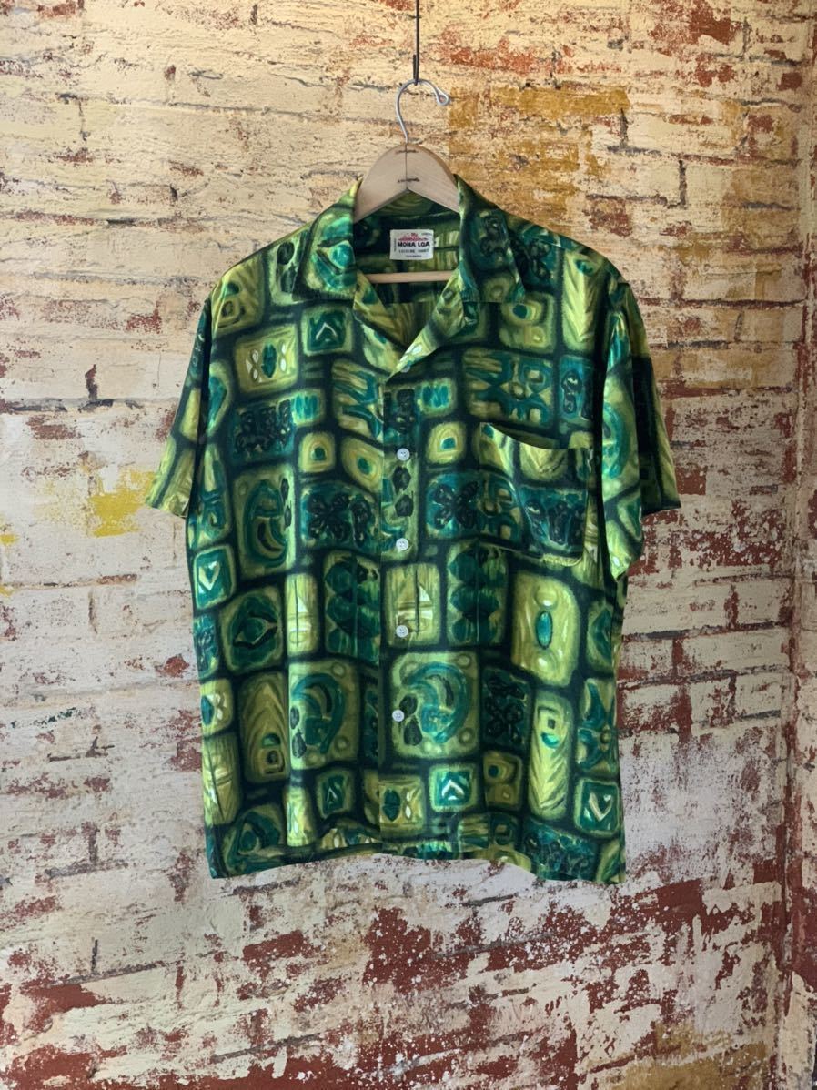 60s MONA LOA HAWAIIAN SHIRT ALOHA SHIRT ヴィンテージ ビンテージ ハワイアンシャツ アロハシャツ オープンカラーシャツ 50s 送料無料_画像1