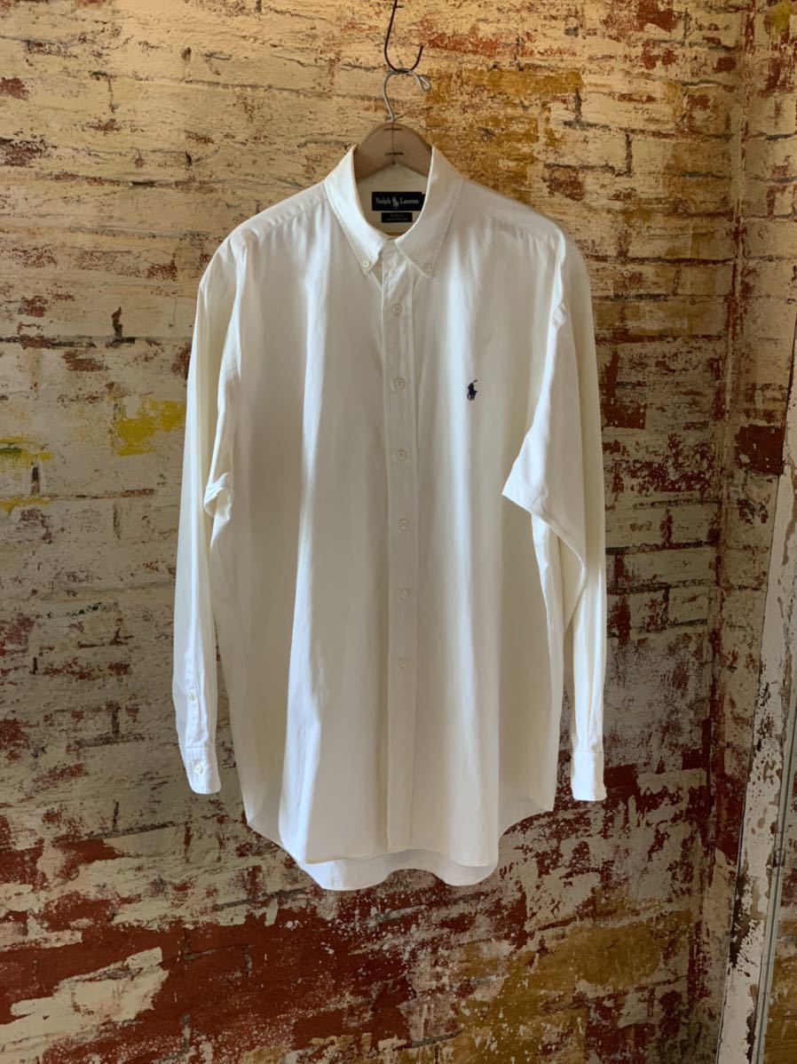 90s Ralph Lauren B.D.SHIRT BLAKE ラルフローレン ボタンダウンシャツ BDシャツ 白シャツ アメトラ トラッド TRAD 80s 長袖シャツ