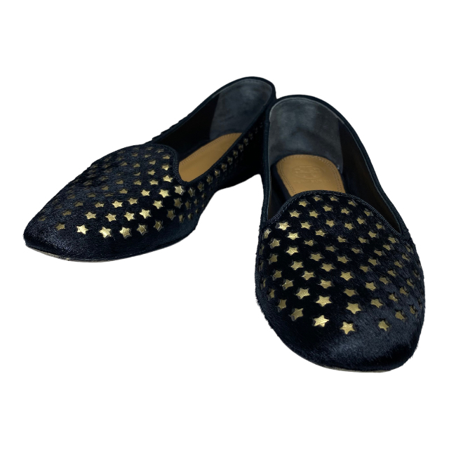 TORY BURCH Tory Burch shoes ballet shoes Flat round tu Star star motif is lako black [ size ( approximately 24cm)]