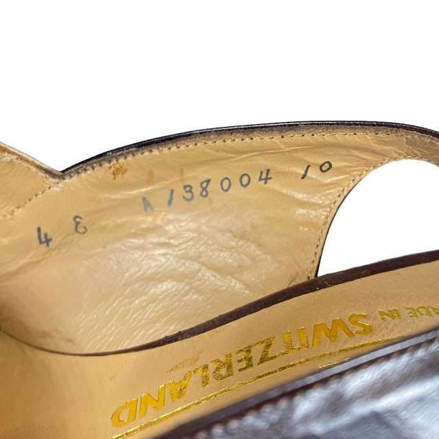 BALLY バリー サンダル ミュール 靴 バックストラップ レザー ブラウン ホワイト【表記サイズ：4(約23cm)】_画像7