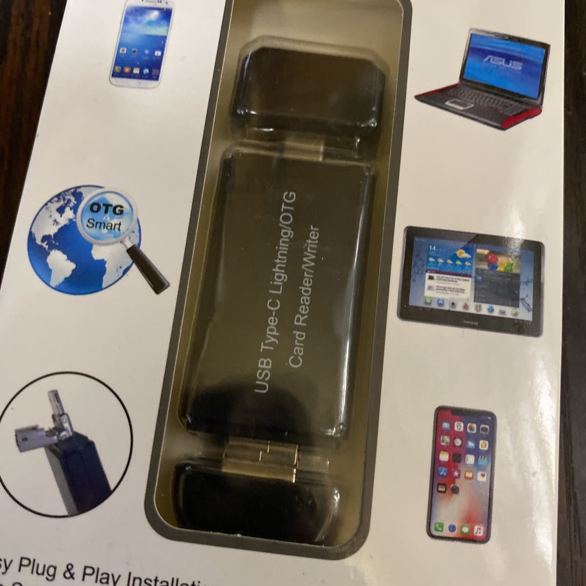 SDカードリーダー 4in1【IOS/Type-c/USB/Micro USB】 メモリカードリーダー 4in1 SD カードリーダー iPhone Lightning USB TYPE-C USB 2.0 USB-A Micro-USB 内蔵 メモリー スティック カードリーダー OTG機能 高速データ転送