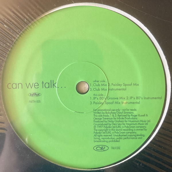 【国内盤 / 12inch】 CR / Can We Talk... 【Tevin Campbell / FAITH-005】の画像2