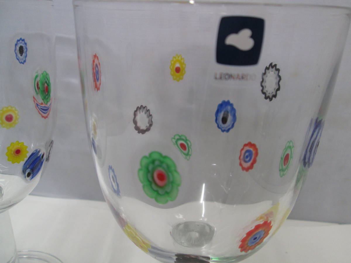 【2137】Millefiori （ミラノ）ミッレフィオーリ　ワイングラス　未使用　LEONARDO　レオナルド　380ｍｌ×2客_画像3