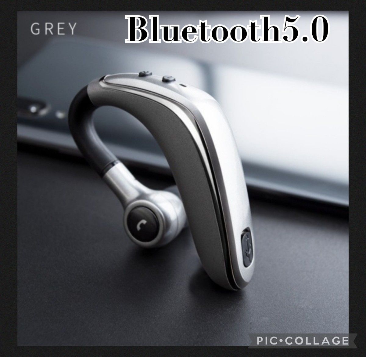 片耳ワイヤレスイヤホン　Bluetooth 5.0　左右兼用　防水　 iPhone Android ハンズフリー通話　シルバー