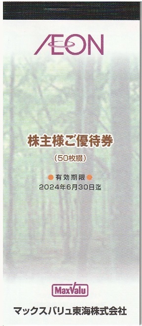 イオン マックスバリュ東海 株主優待券 5,000円分（100円×50枚