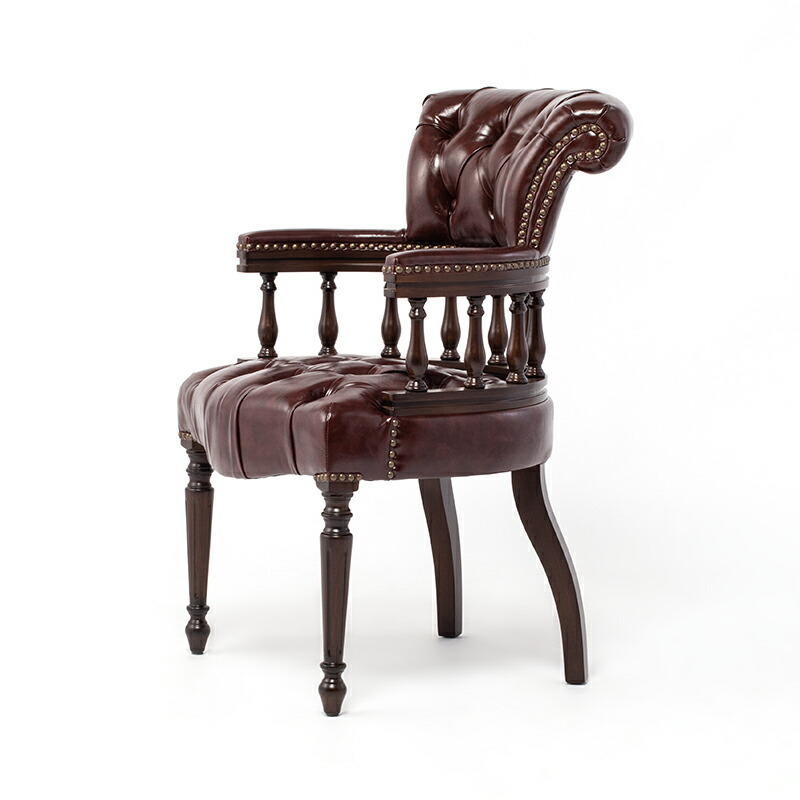 チェア イス アンティーク調 キャプテンチェア アームチェア 一人用 英国 椅子 木製 マルーンブラウン 赤茶 合皮 ヴィンセント 9001-5P56B_画像4